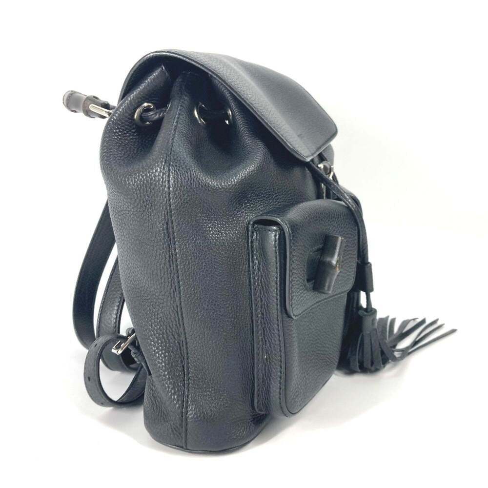 GUCCI Black Leather Bamboo Backpack - Picture 3 of 16